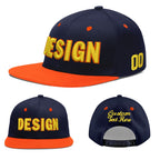 Custom Navy Navy Orange 3D Puff Embroidery Flat Embroidery Casual Sport Baseball Cap