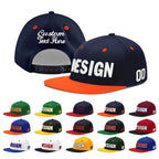 Custom Navy Navy Orange 3D Puff Embroidery Flat Embroidery Casual Sport Baseball Cap
