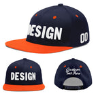 Custom Navy Navy Orange 3D Puff Embroidery Flat Embroidery Casual Sport Baseball Cap