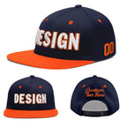 Custom Navy Navy Orange 3D Puff Embroidery Flat Embroidery Casual Sport Baseball Cap