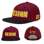 Custom Crimson Black 3D Puff Embroidery Flat Embroidery Casual Sport Baseball Cap