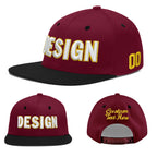 Custom Crimson Black 3D Puff Embroidery Flat Embroidery Casual Sport Baseball Cap