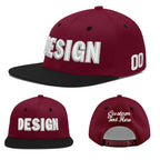 Custom Crimson Black 3D Puff Embroidery Flat Embroidery Casual Sport Baseball Cap