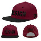 Custom Crimson Black 3D Puff Embroidery Flat Embroidery Casual Sport Baseball Cap