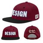 Custom Crimson Black 3D Puff Embroidery Flat Embroidery Casual Sport Baseball Cap