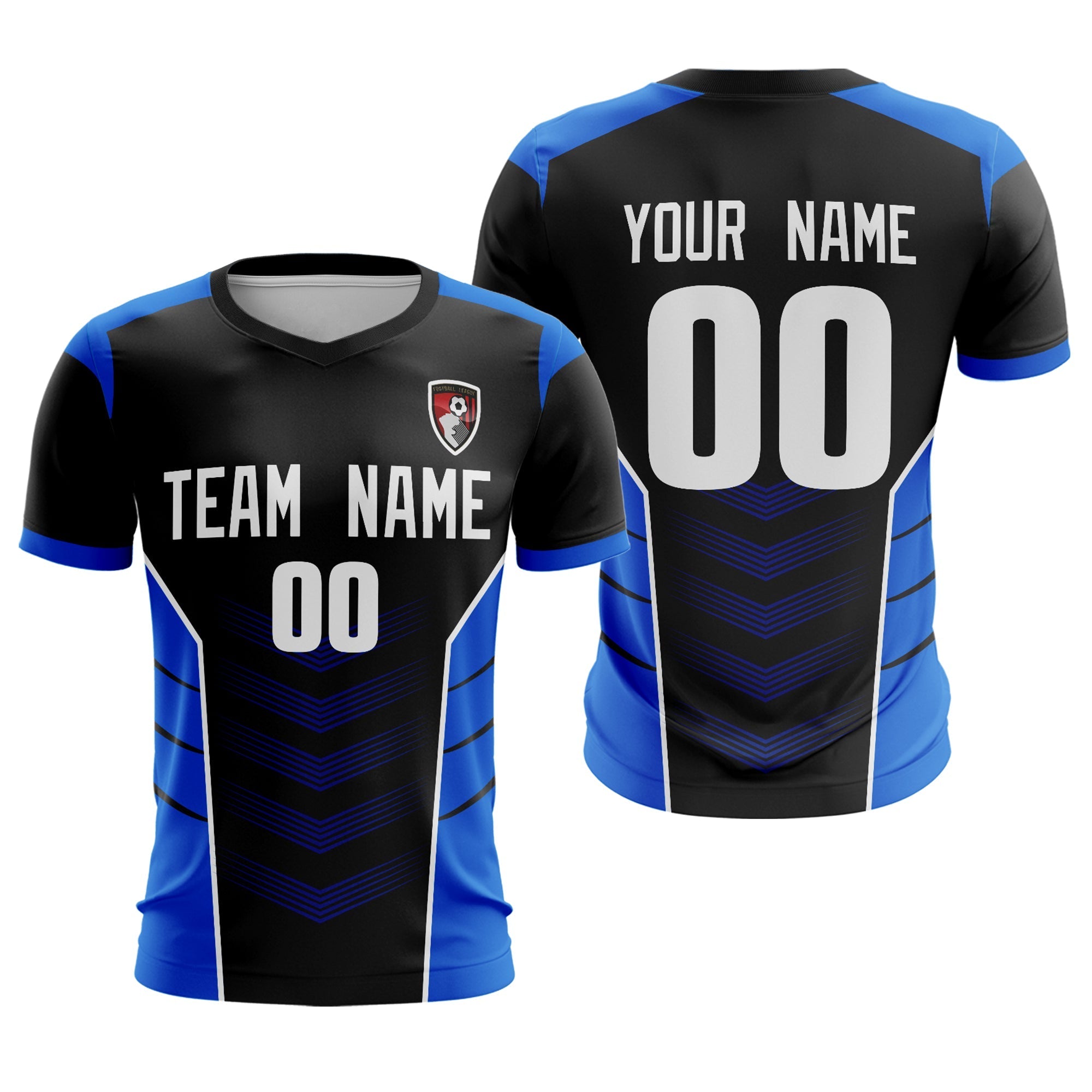 Custom Black Blue-White Sport Soccer Tops Jersey Main image