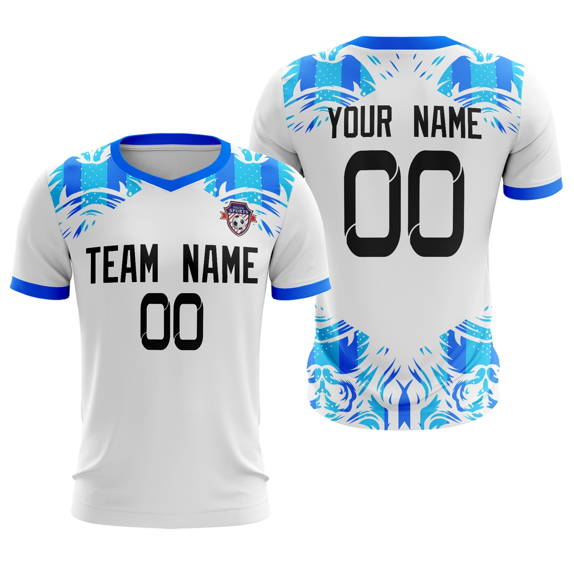 Custom White Blue Sport Soccer Tops Jersey Main image