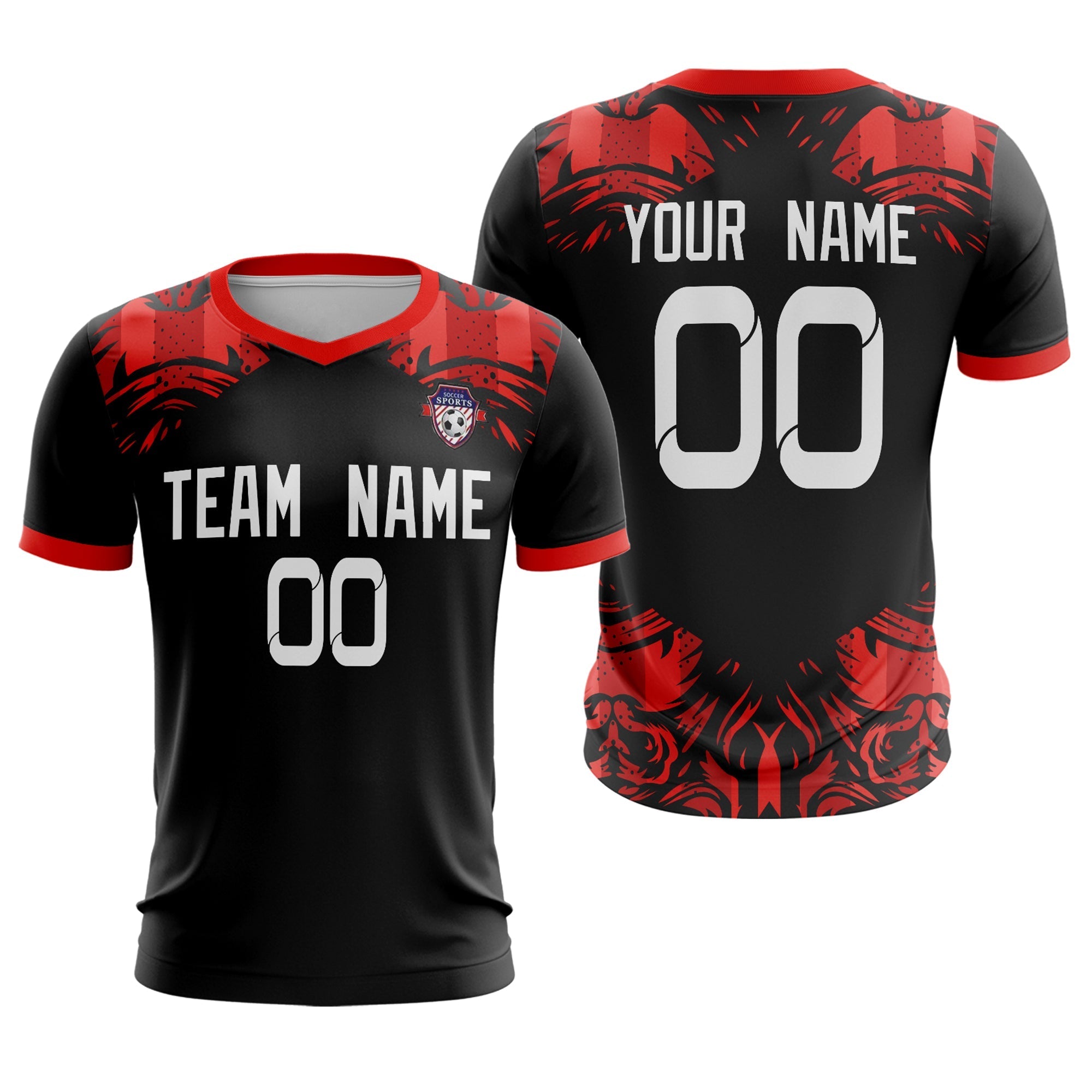 Custom Black Red White Sport Soccer Tops Jersey Main image