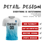 Custom White Blue Sport Soccer Tops Jersey