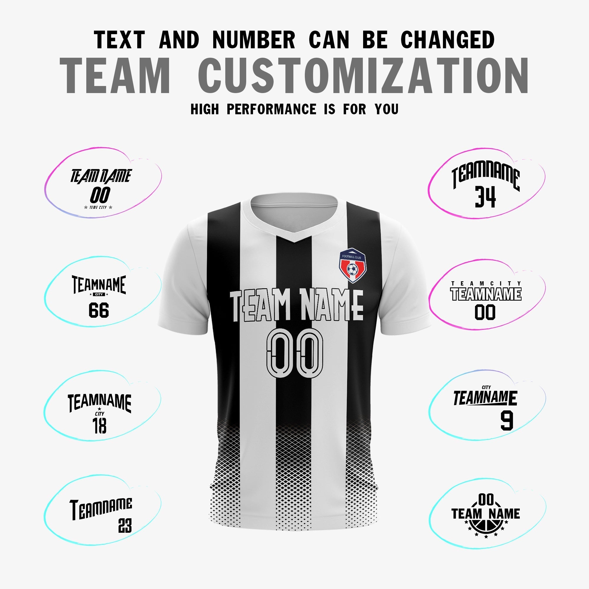 Custom White Black Sport Soccer Tops Jersey