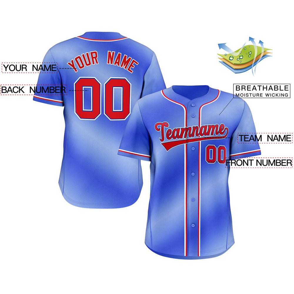 Custom Royal Red-White Gradient Fashion Authentic Baseball Jersey Secondary image