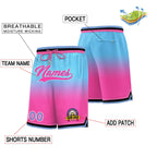 Custom Blue Pink Personalized Gradient Fashion Basketball Shorts