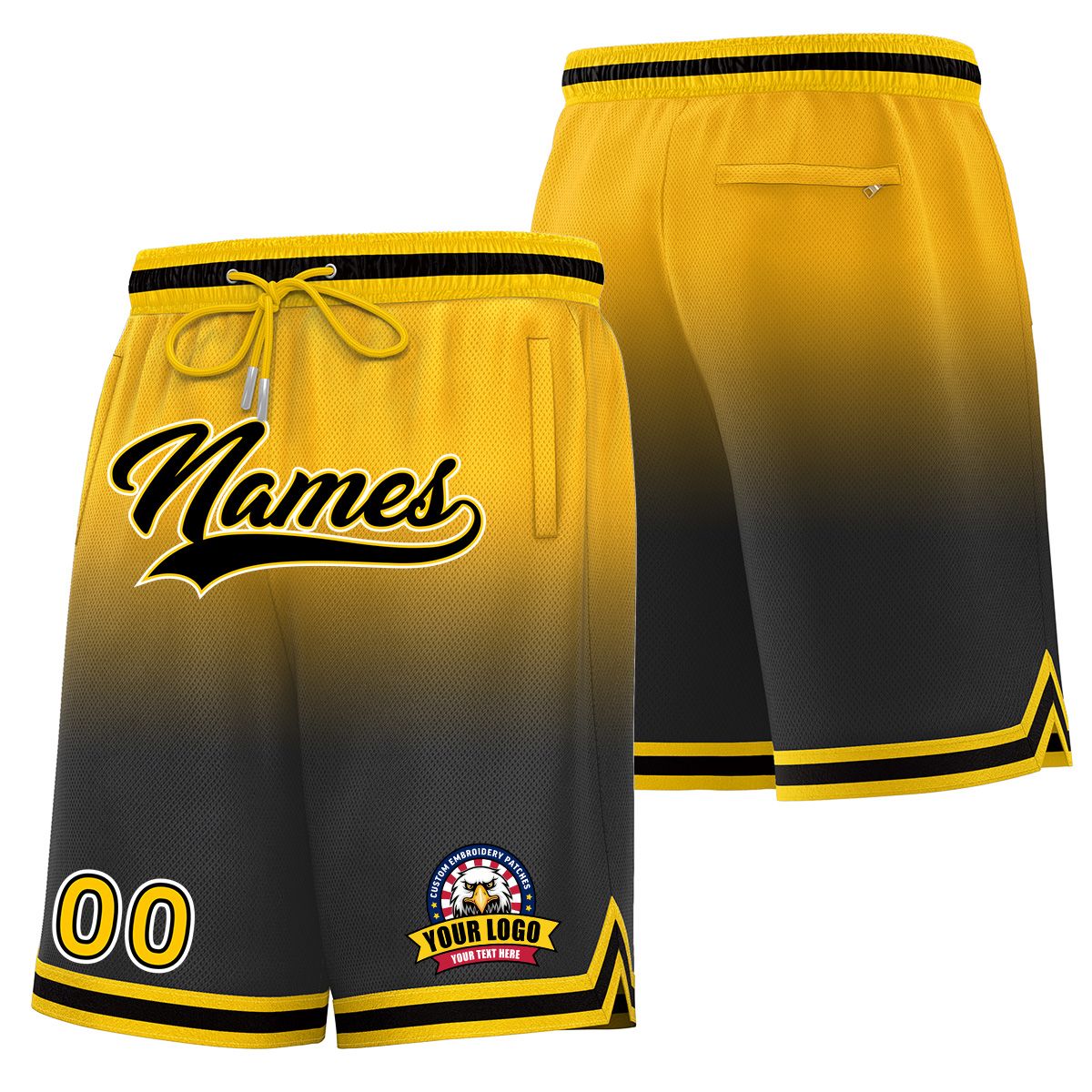 Custom Gold Black Personalized Gradient Fashion Basketball Shorts Main image