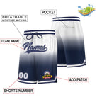 Custom White Navy Personalized Gradient Fashion Basketball Shorts