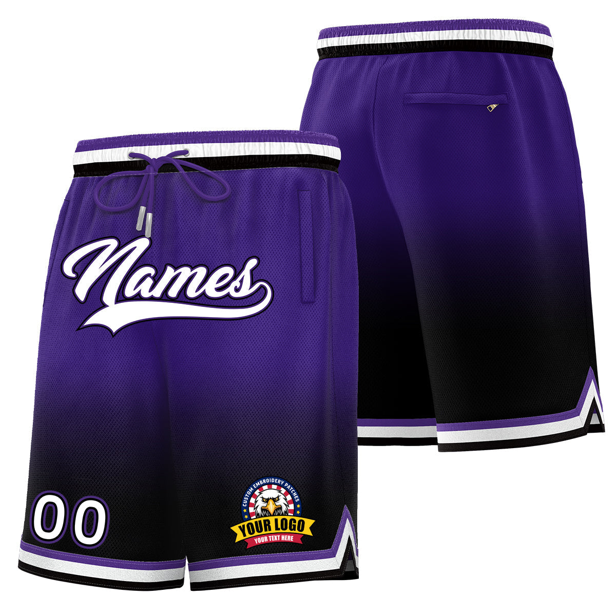 Custom Purple Black Personalized Gradient Fashion Basketball Shorts Main image