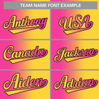 Custom Pink Yellow-Black Gradient Fashion Authentic Baseball Jersey