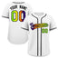 Custom White Neon Green-Purple Gradient Fashion Authentic Baseball Jersey