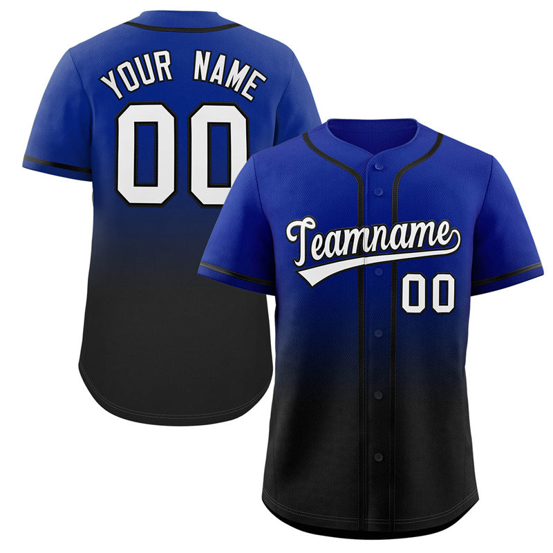 Custom Royal Black Gradient Fashion Authentic Baseball Jersey Main image