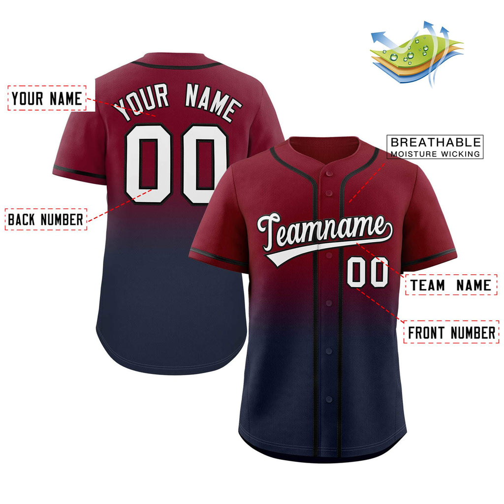 Custom Gradient Fashion Full Button Down Shirts Personalized Team Sport Baseball Jersey
