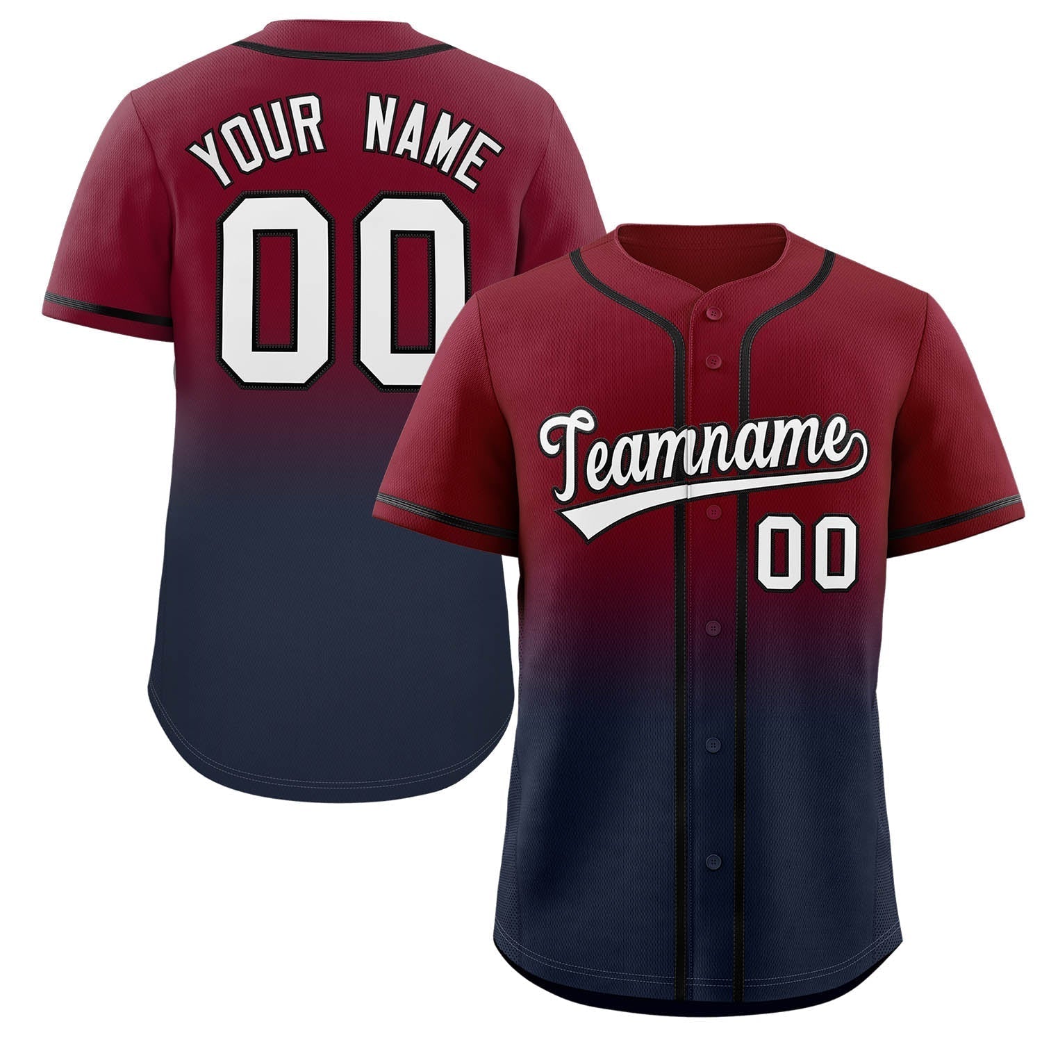 Custom Gradient Fashion Full Button Down Shirts Personalized Team Sport Baseball Jersey
