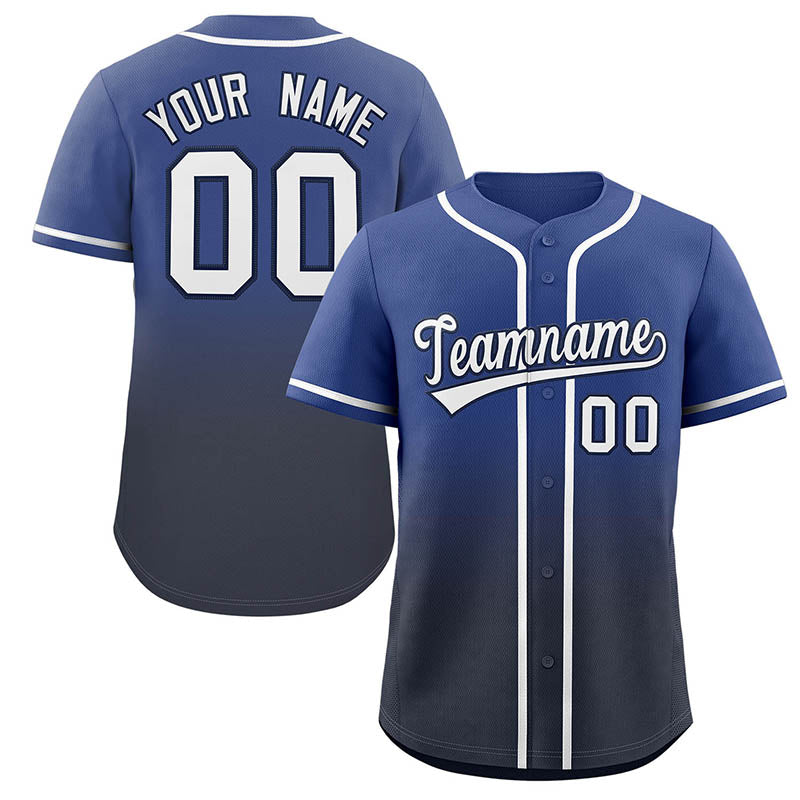 Custom Blue Navy-White Gradient Fashion Authentic Baseball Jersey Main image