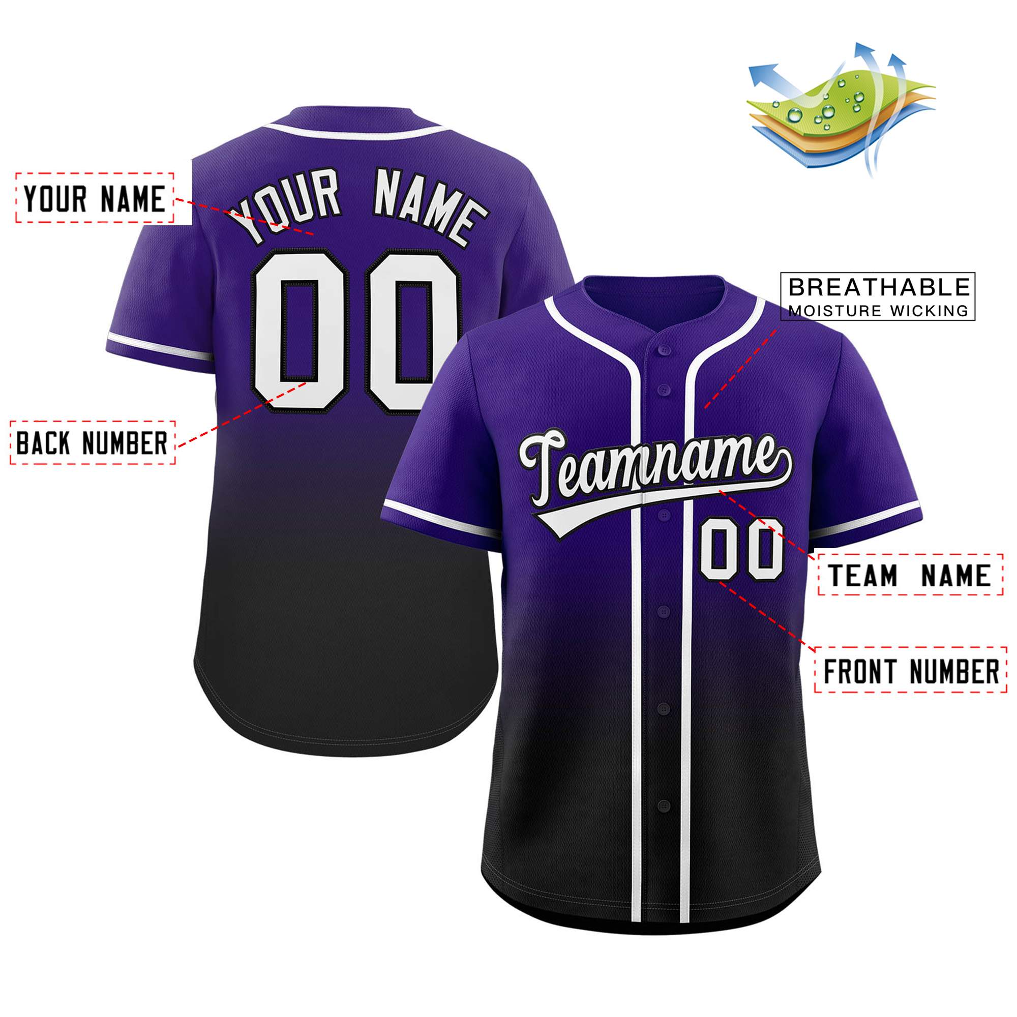 Custom Gradient Stitched Full Button Down Team Sport Uniforms Personalized Baseball Jersey