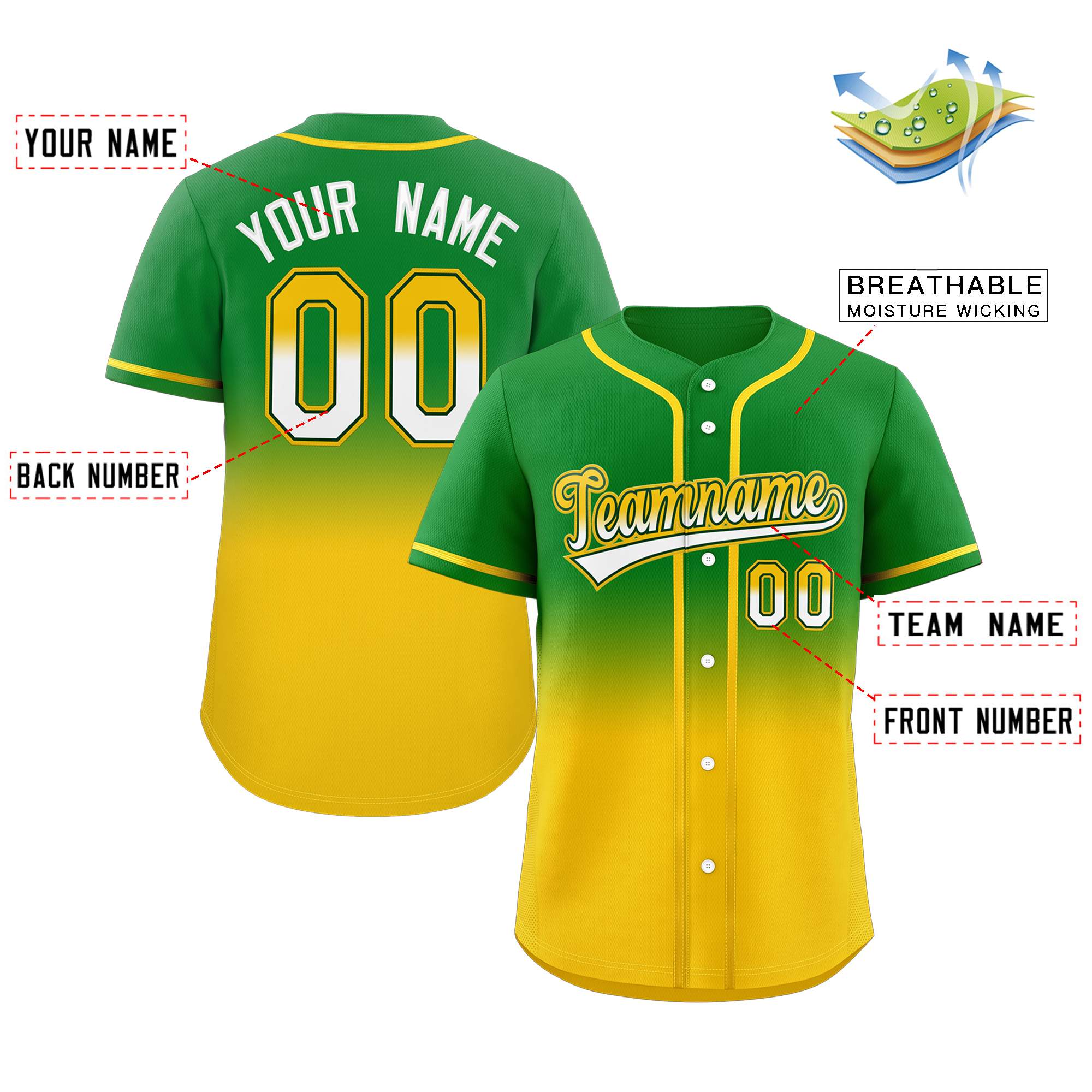 Custom Gradient Stitched Team Sport Shirts Personalized Baseball Jersey for Adults/Youth
