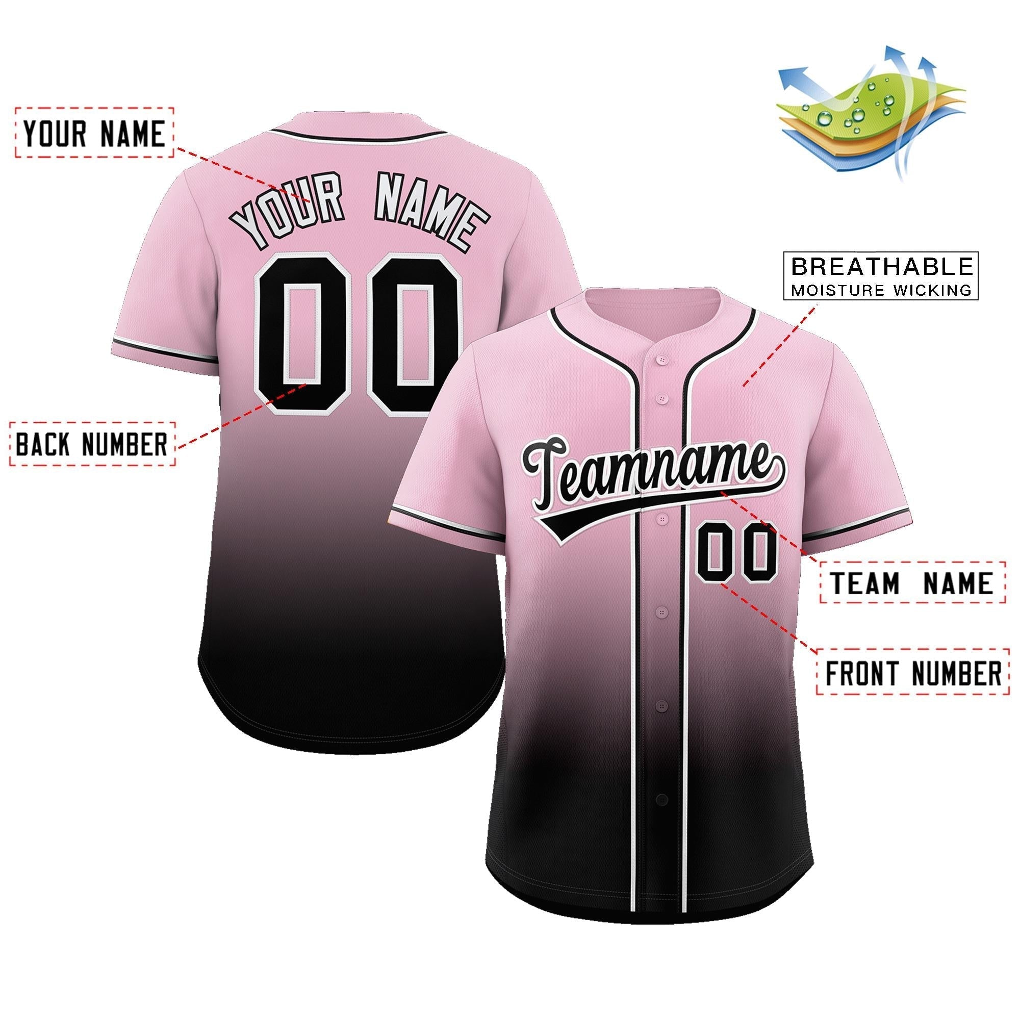 Custom Gradient Stitched Team Sport Shirts Personalized Baseball Jersey for Adults/Youth Secondary image