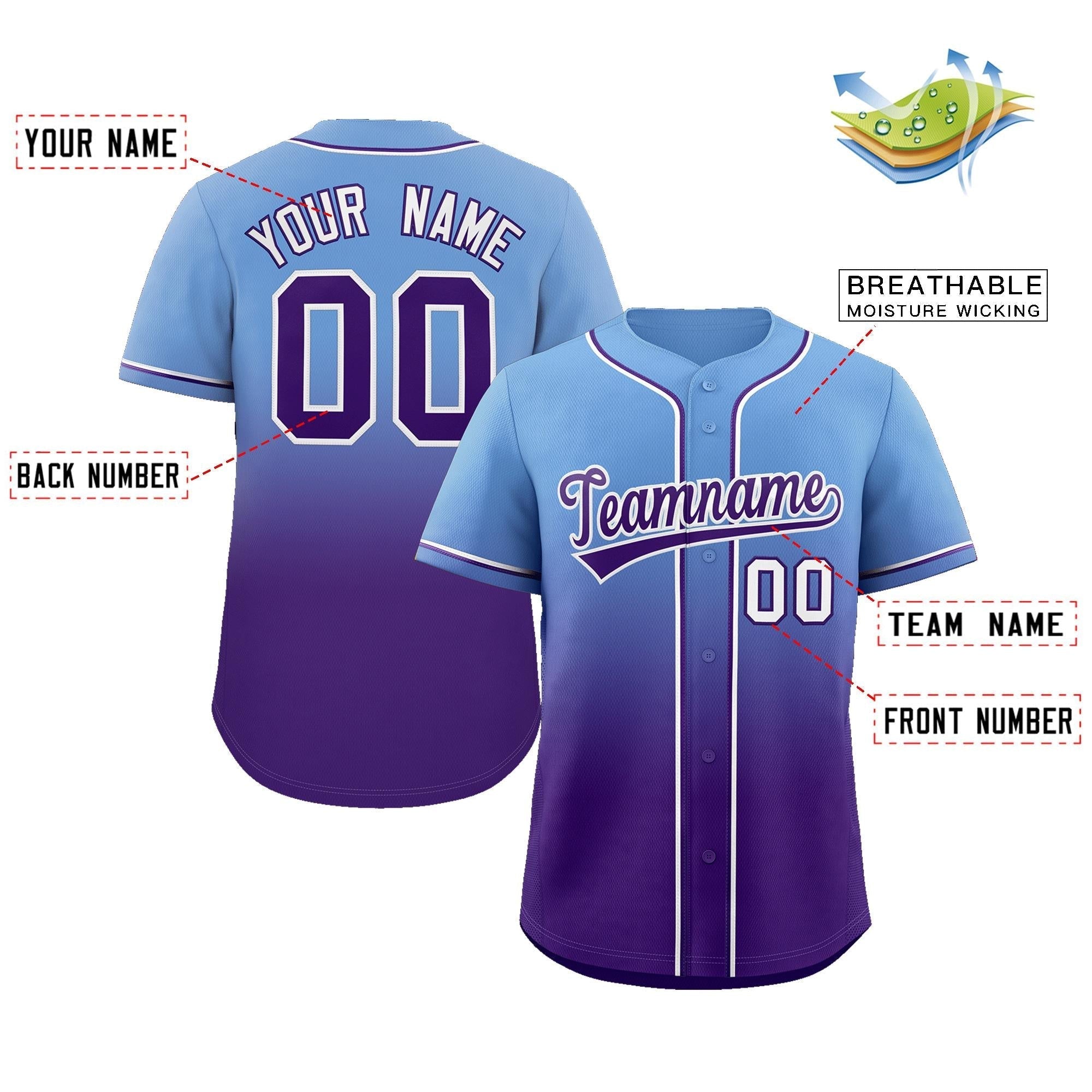 Custom Gradient Stitched Team Sport Shirts Personalized Baseball Jersey for Adults/Youth