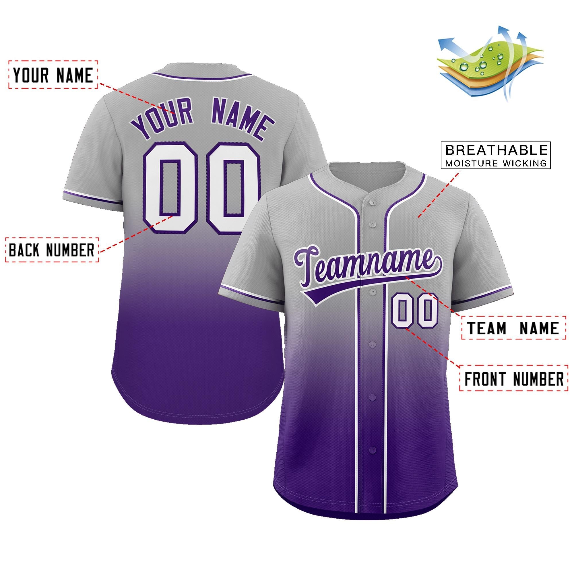 Custom Gradient Stitched Team Sport Shirts Personalized Baseball Jersey for Adults/Youth