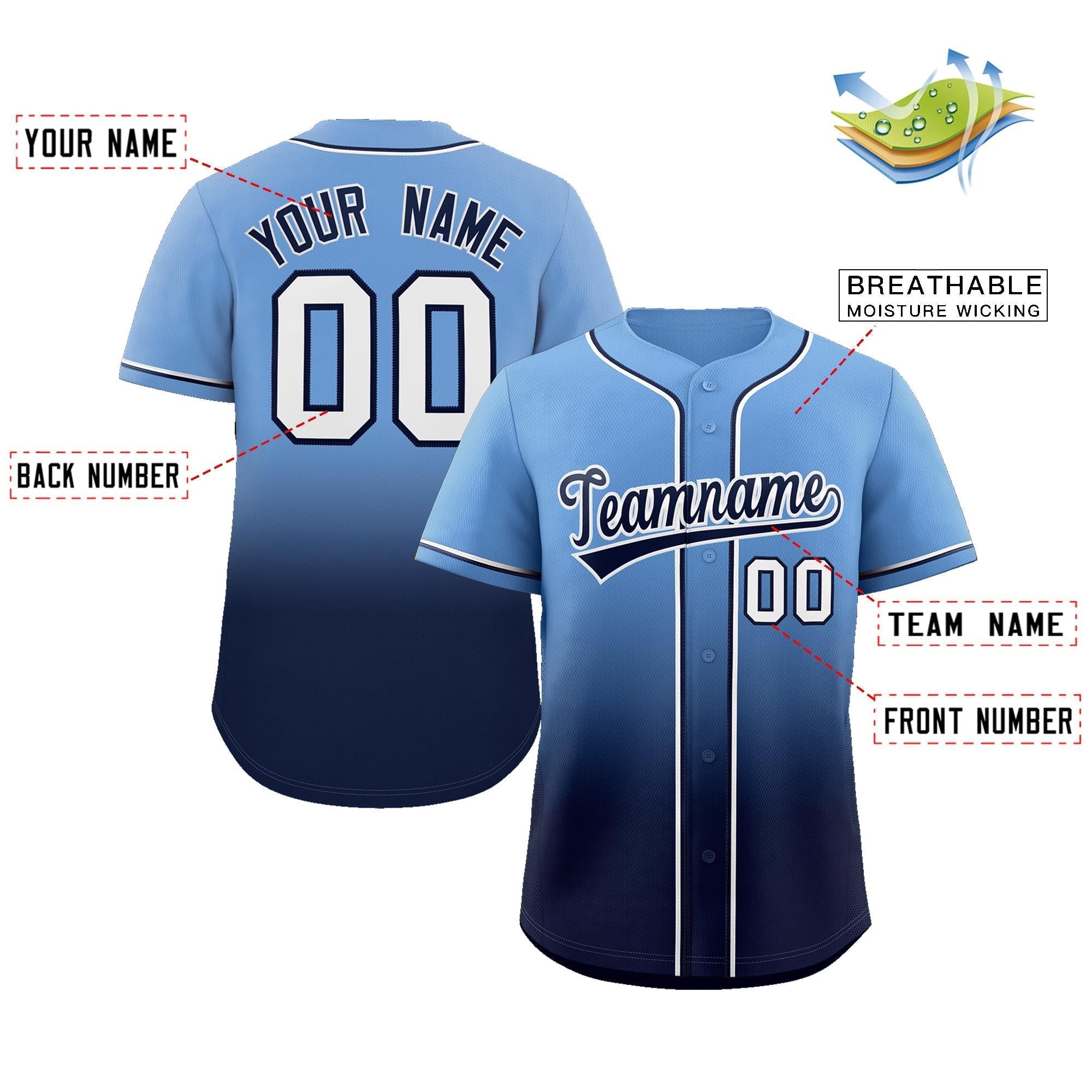 Custom Gradient Stitched Team Sport Shirts Personalized Baseball Jersey for Adults/Youth