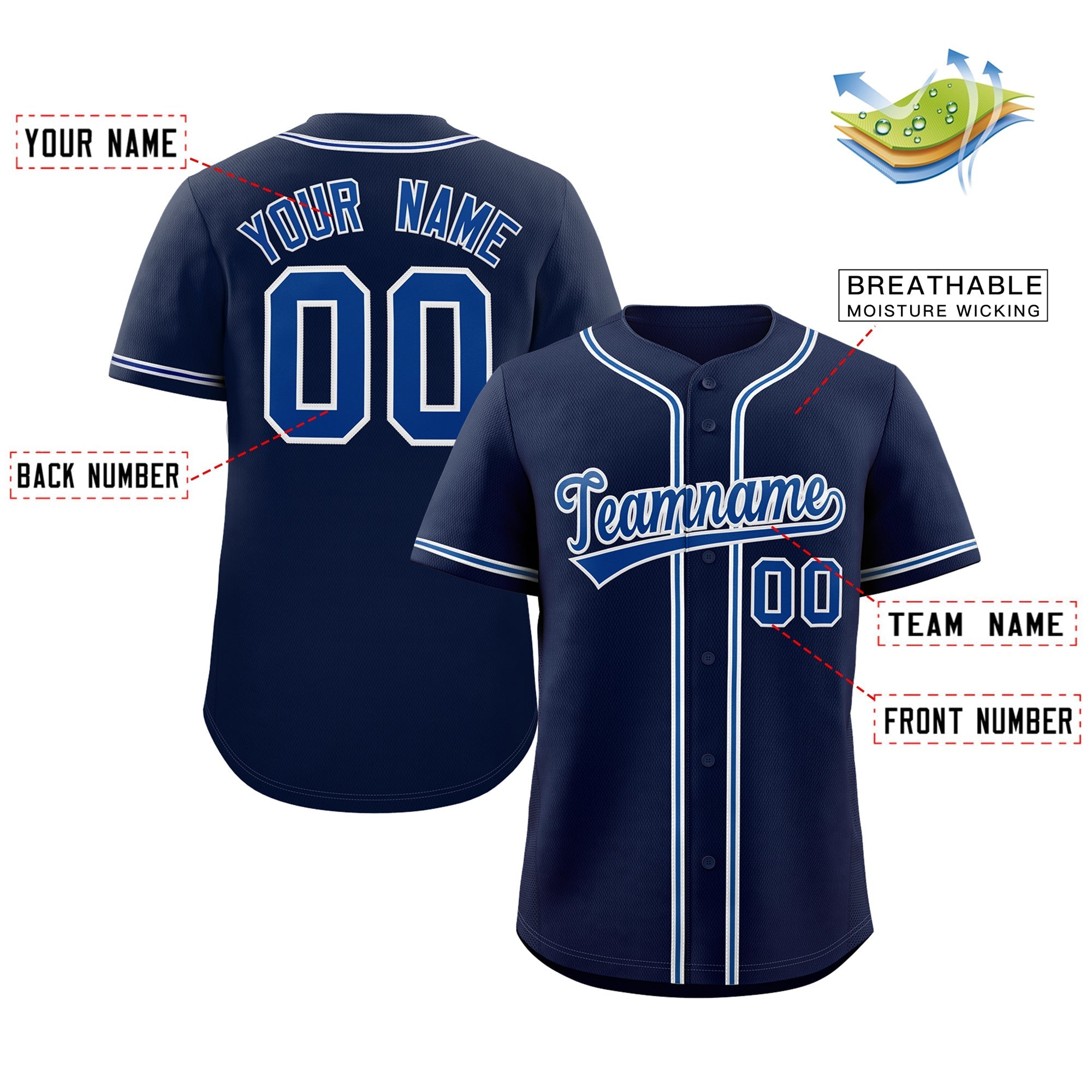 Custom Navy Royal-Gray Classic Style Authentic Baseball Jersey Secondary image