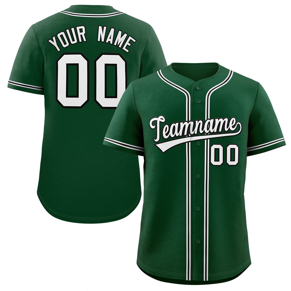 Custom Green White-Black Classic Style Authentic Baseball Jersey Main image