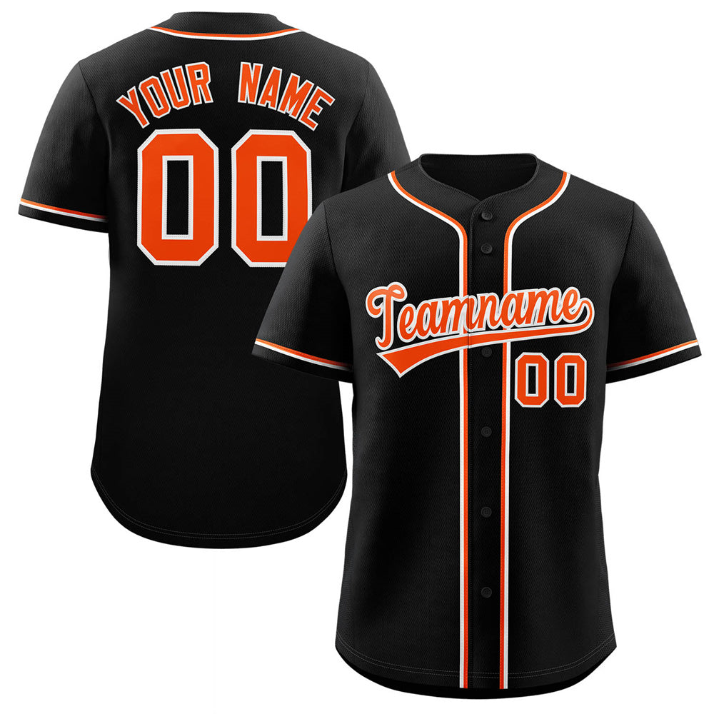 Custom Black Orange-White Classic Style Authentic Baseball Jersey Main image