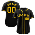 Custom Black Yellow Classic Style Authentic Baseball Jersey