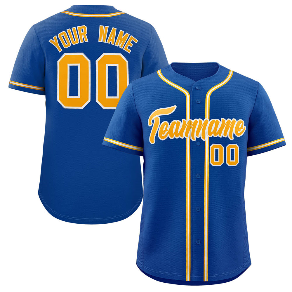 Custom Royal Yellow-White Classic Style Authentic Baseball Jersey Main image