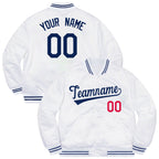 Custom White Royal-Red Letterman Solider Classic Style Varsity Full-Snap Jacket