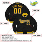Custom Black Gold-White Letterman Solider Classic Style Varsity Full-Snap Jacket