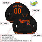 Custom Black Orange-Black Letterman Solider Classic Style Varsity Full-Snap Jacket