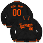 Custom Black Orange-Black Letterman Solider Classic Style Varsity Full-Snap Jacket