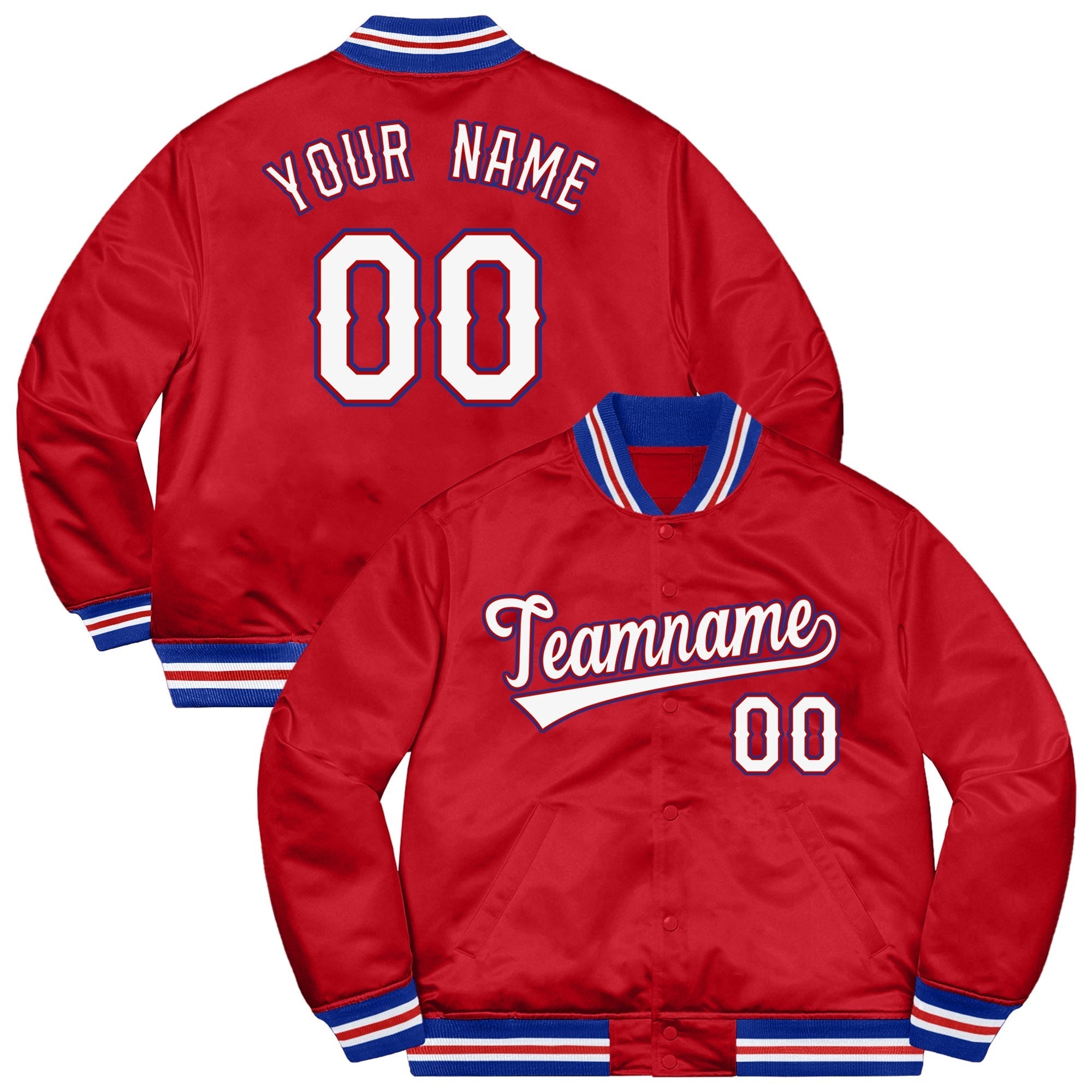 Custom Red White-Royal Letterman Solider Classic Style Varsity Full-Snap Jacket Main image