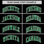 Custom Black Kelly Green Varsity Full-Snap Color Block Personalized Raglan Sleeves Letterman Jacket
