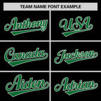 Custom Black Kelly Green Varsity Full-Snap Color Block Personalized Raglan Sleeves Letterman Jacket
