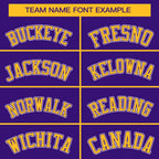 Custom Purple Gold Full-Snap Varsity Raglan Sleeves Letterman Baseball Jacket