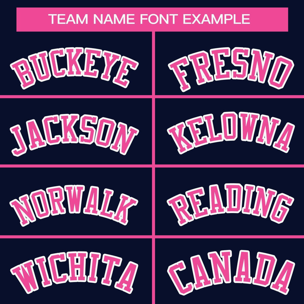 Custom Navy Pink Full-Snap Varsity Raglan Sleeves Letterman Baseball Jacket