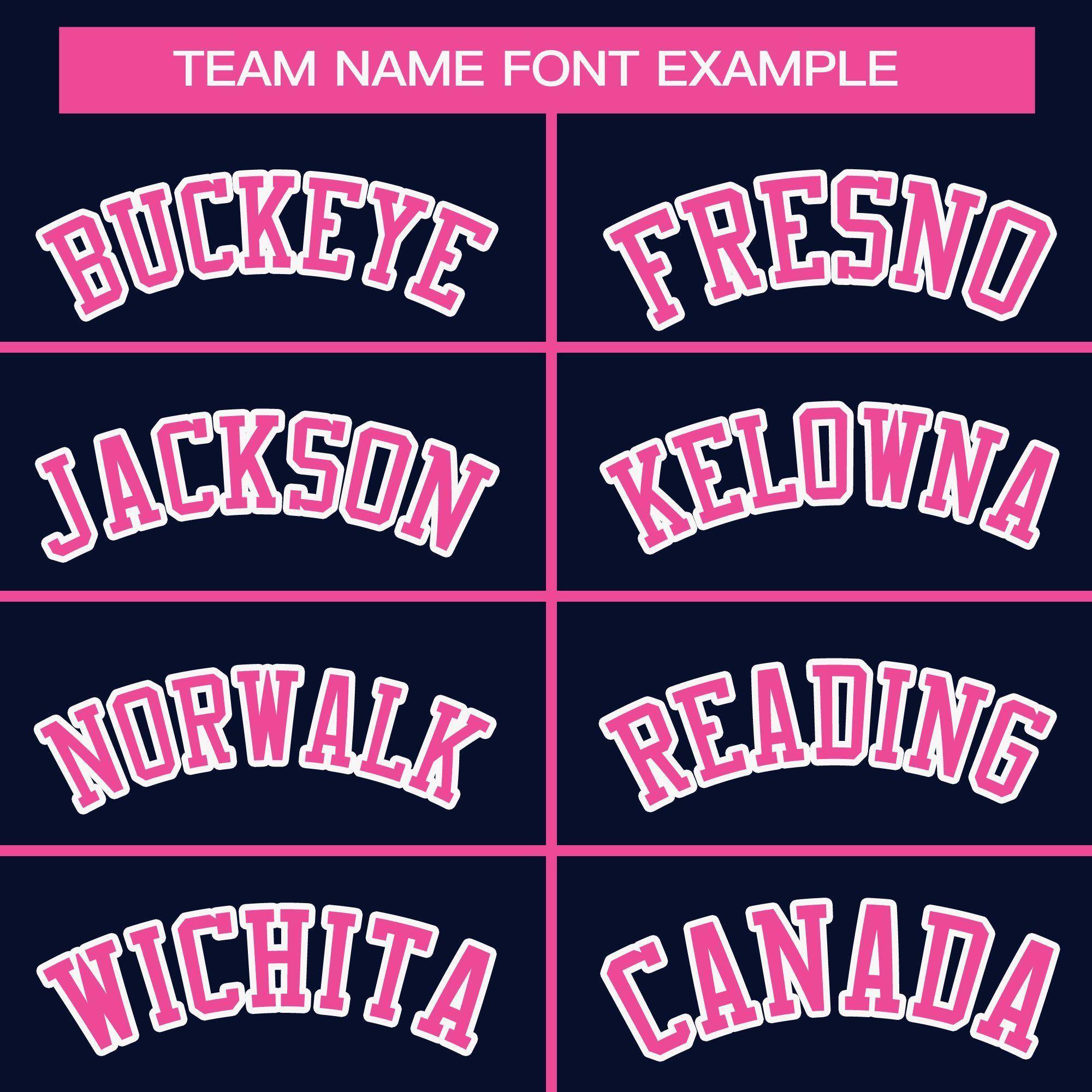 Custom Navy Pink Full-Snap Varsity Raglan Sleeves Letterman Baseball Jacket