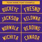 Custom Purple Gold Full-Snap Varsity Raglan Sleeves Letterman Baseball Jacket