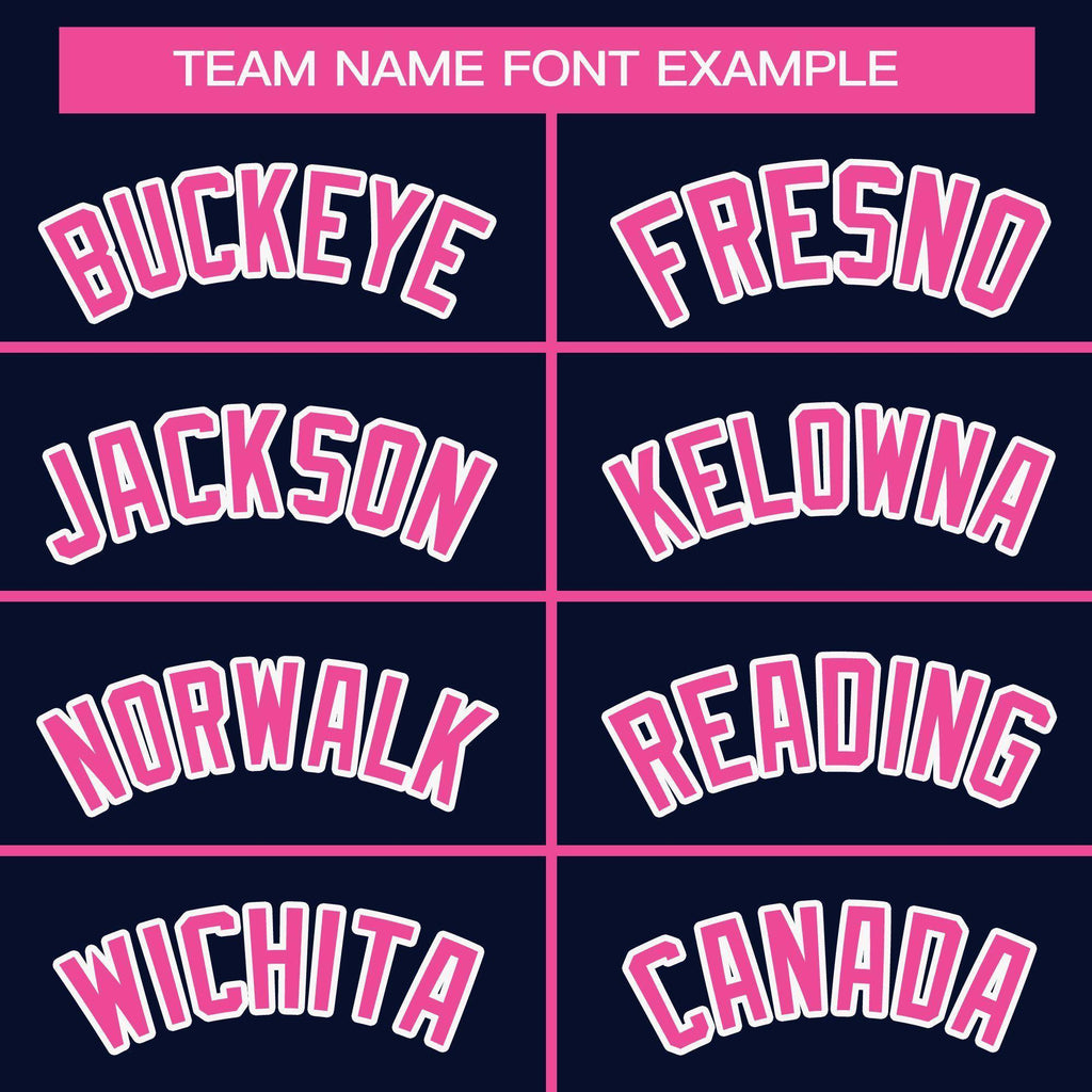 Custom Navy Pink Full-Snap Varsity Raglan Sleeves Letterman Baseball Jacket