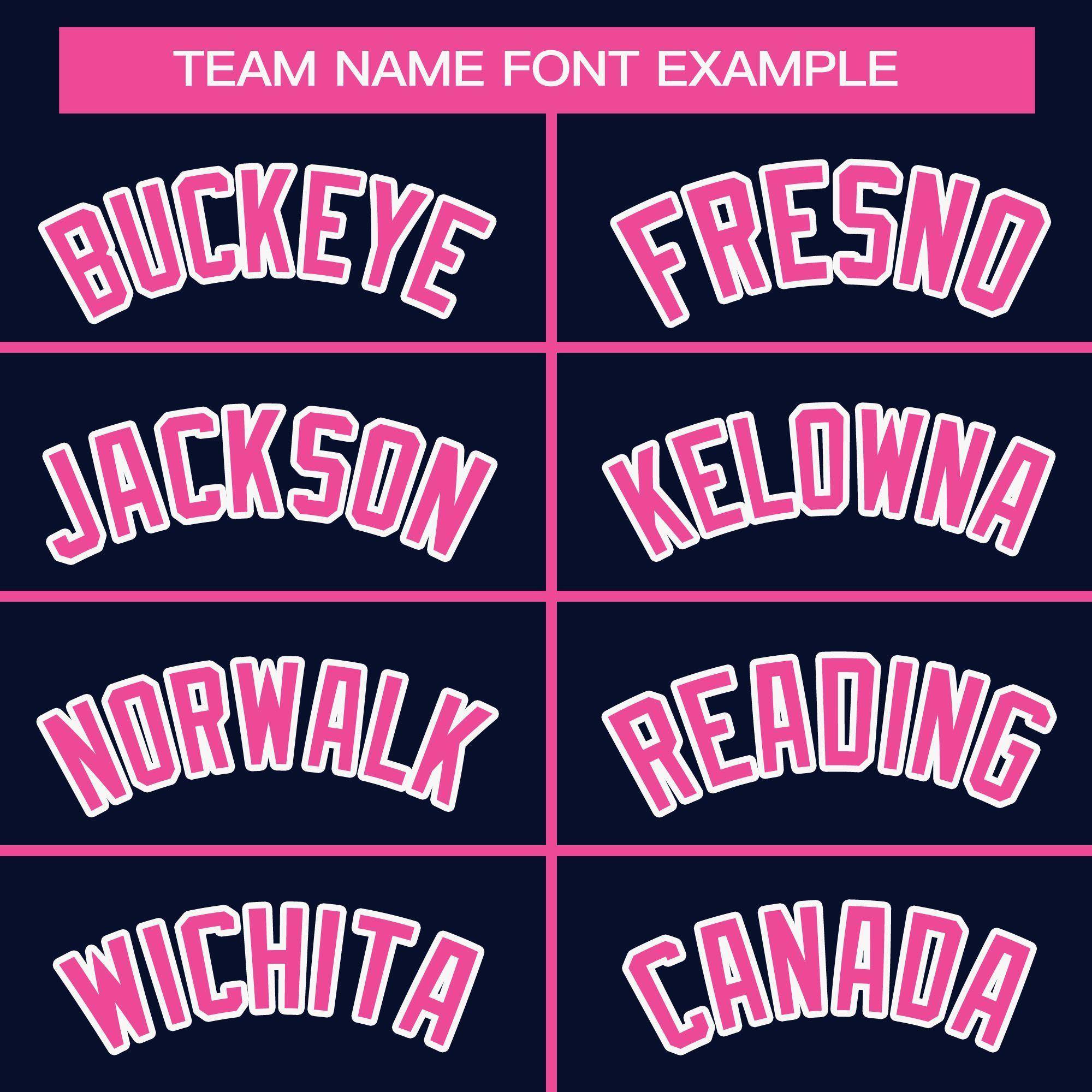 Custom Navy Pink Full-Snap Varsity Raglan Sleeves Letterman Baseball Jacket