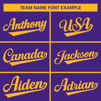 Custom Purple Gold Full-Snap Varsity Raglan Sleeves Letterman Baseball Jacket